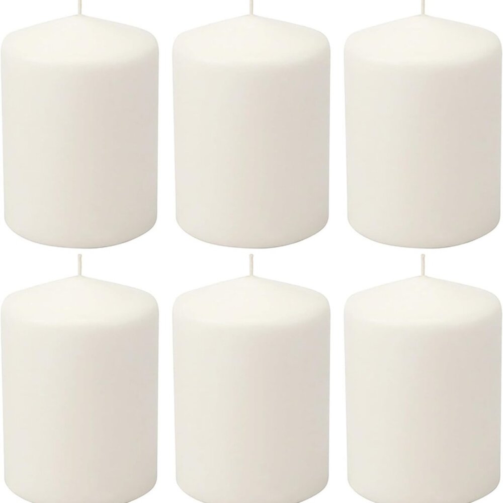 35 Hour Long Burning Unscented Pillar Candles, 3x4, White